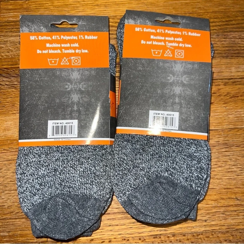 Pair of New Men's‎ USA 10-15 Warm Winter Thermal Heathered Gray Tall Socks